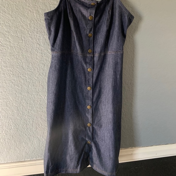Navy Blue Jean Dress - Picture 2 of 3